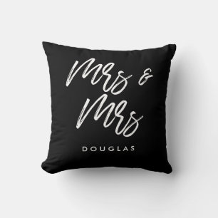 Modern custom Mrs and Mrs lesbian couple Cushion