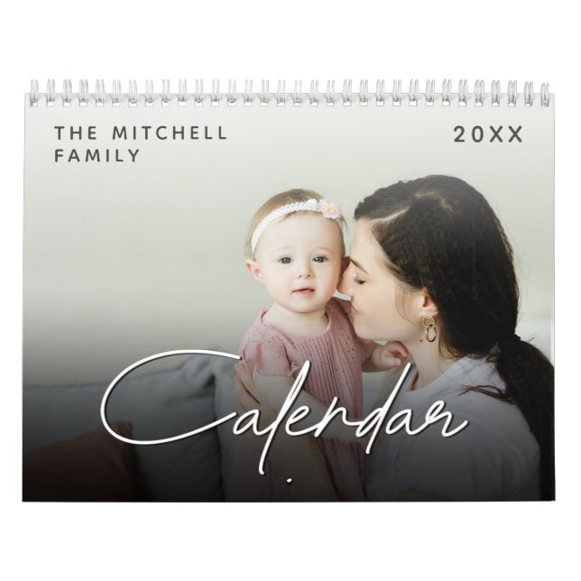 Modern Custom multi photo year Celebration  Calendar (Cover)