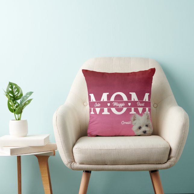Modern Custom Mum three names plus dog Cushion (Chair)