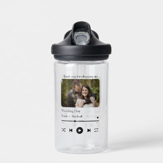Modern Custom music song couple playlist photo Water Bottle