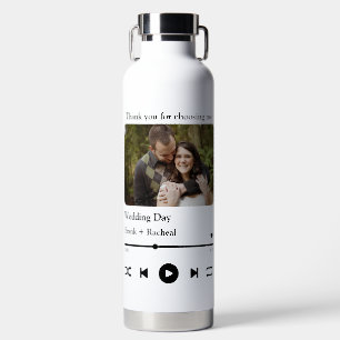 Modern Custom music song couple playlist photo Water Bottle