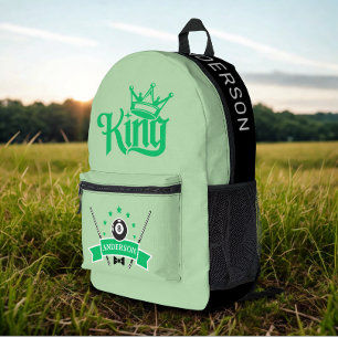 Modern Custom Name Billiard King Printed Backpack