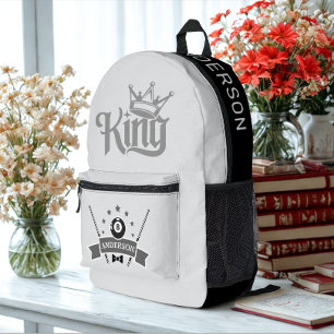 Modern Custom Name Billiard King  Printed Backpack