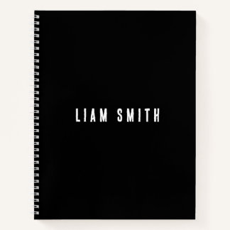 Modern Custom Name Black Notebook