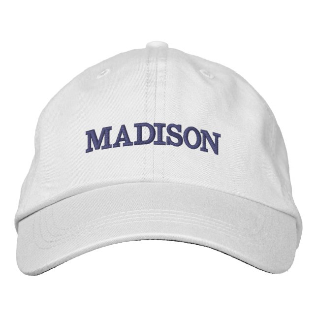 Modern Custom name cobalt blue text Embroidered Hat (Front)