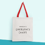 Modern Custom Name Cute Emergency Candy Tote Bag<br><div class="desc">This trendy tote bag is perfect for any candy lover who wants to keep their sweet treats close at hand. Featuring playful and modern typography that reads “EMERGENCY CANDY" in bold handwritten letters, this tote bag is sure to catch the eye of anyone who sees it. What makes this tote...</div>