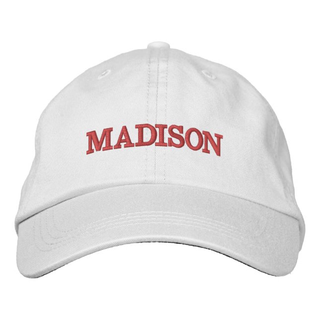 Modern Custom name dark orange text Embroidered Hat (Front)