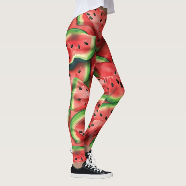 Modern  Custom Name Fun Watermelon Leggings (Right)