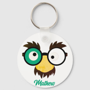 Modern Custom Name Funny Face Irish Flag Colour Key Ring