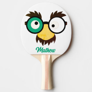 Modern Custom Name Funny Face Irish Flag Colour Ping Pong Paddle