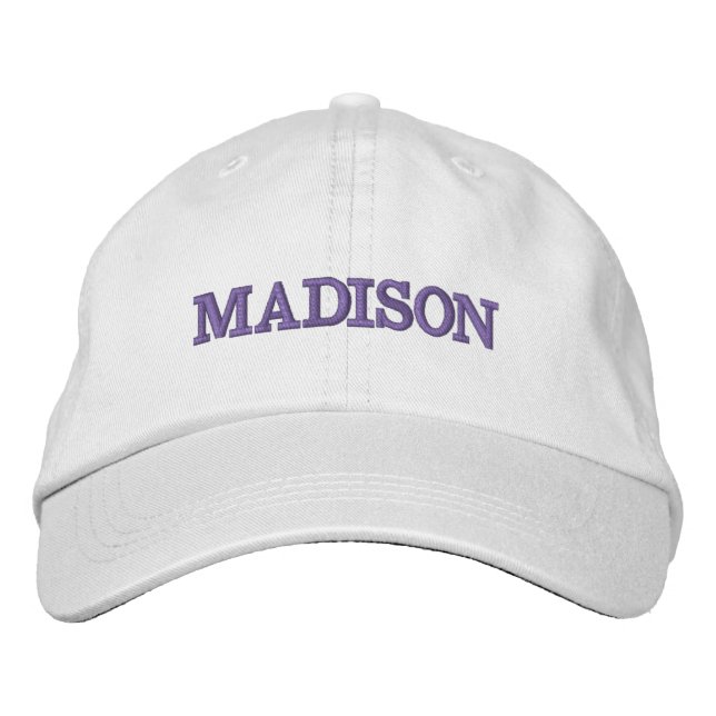 Modern Custom name lavender text Embroidered Hat (Front)
