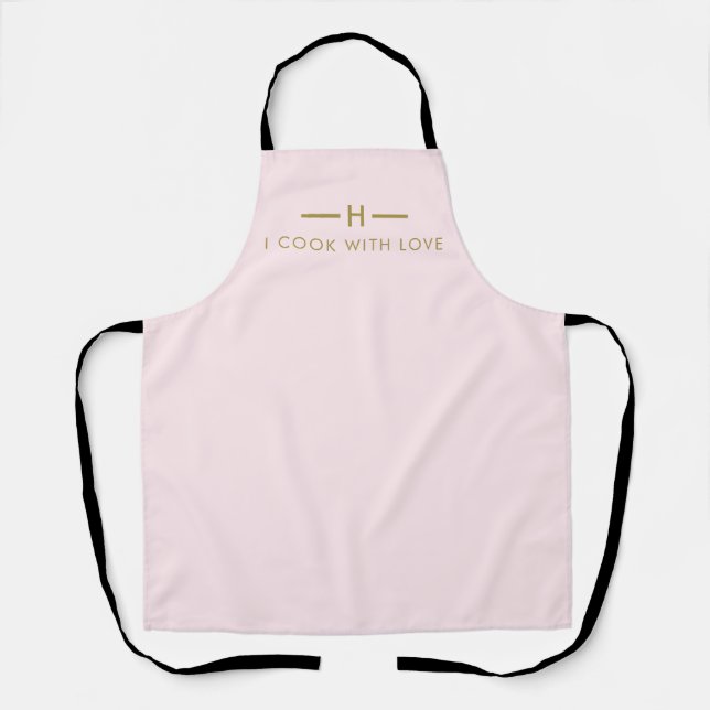 Modern Custom Name Letter With Text Golden Apron (Front)