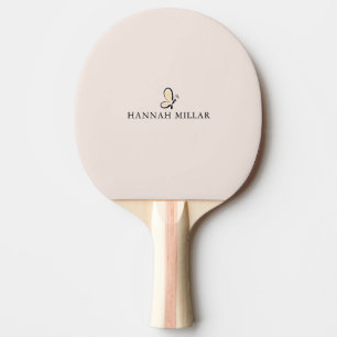 Modern Custom Name Logo Blush Pink Minimalist Ping Pong Paddle
