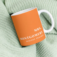 Modern Custom Name Orange School Teacher Subject