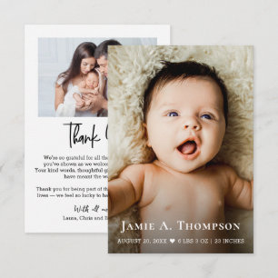 Modern Custom Name Photos Small Note Baby Shower Thank You Card