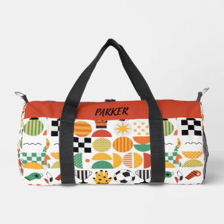 Modern Custom Name Soccer Football Pattern Duffle Bag