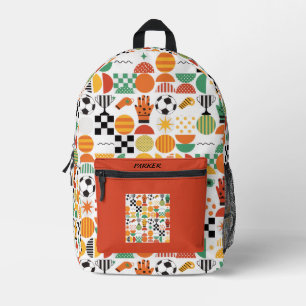 Modern Custom Name Soccer Football Pattern Printed Backpack