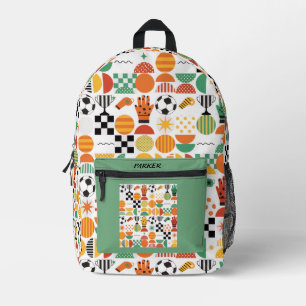 Modern Custom Name Soccer Football Pattern Printed Backpack