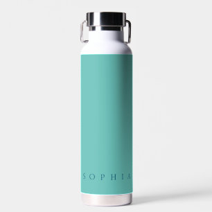 Modern Custom Name Teal and Blue Water Bottle
