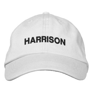 Modern Custom name text black white Embroidered Hat