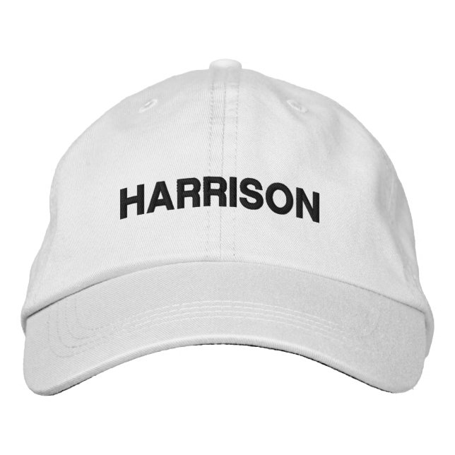 Modern Custom name text black white Embroidered Hat (Front)