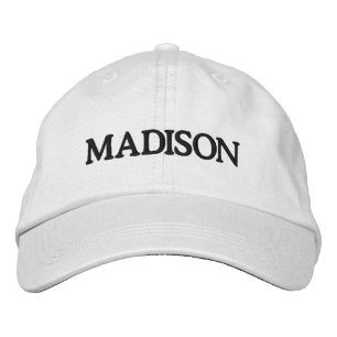 Modern Custom name text black white Embroidered Hat