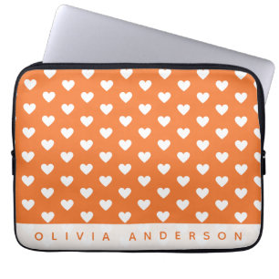 Modern Custom Name Trendy Orange Colour Text Laptop Sleeve