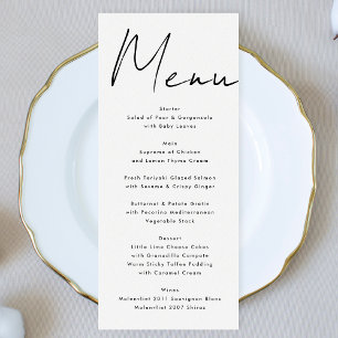 Modern Custom Names Black and White Menu