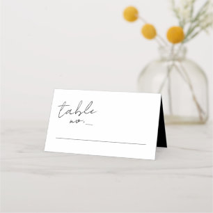 Modern Custom Names Black White Wedding Place Card
