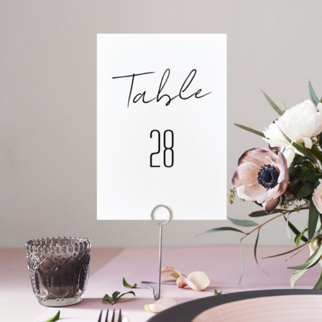 Modern Custom Names Black White Wedding Table Number (Creator Uploaded)