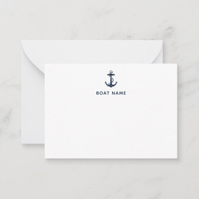 Modern Custom Nautical Navy Blue Anchor Card (Front)