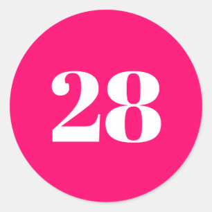 Modern Custom number, date, hot pink, fuchsia Classic Round Sticker