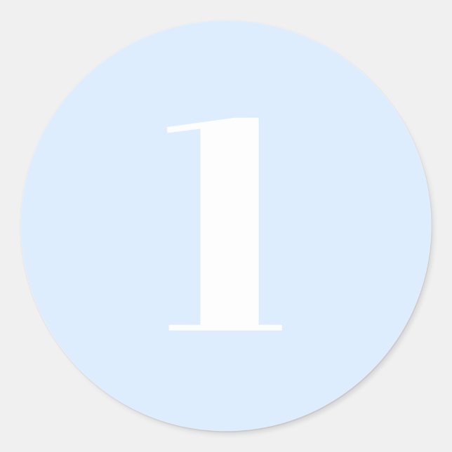 Modern Custom number, date, light blue Classic Round Sticker (Front)