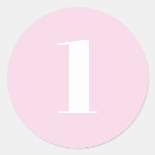 Modern Custom number, date, light pink Classic Round Sticker (Front)