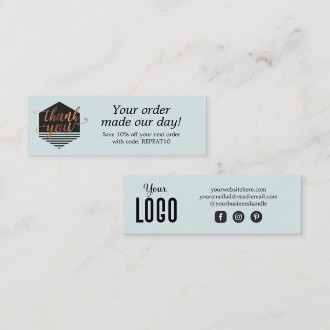 Modern Custom Order Thank You Card (Front/Back)