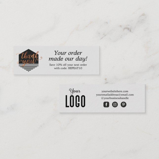 Modern Custom Order Thank You Card (Front/Back)