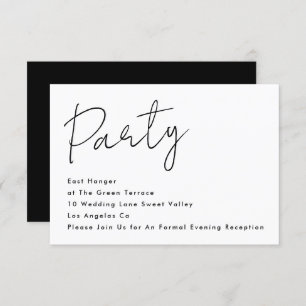 Modern Custom Party Black White Wedding Reception Invitation