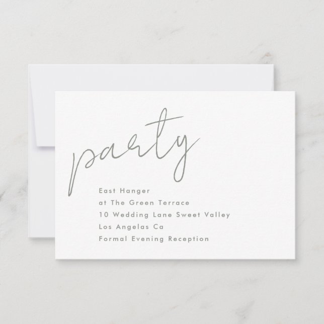 Modern Custom Party Sage Green Wedding Reception Invitation (Front)