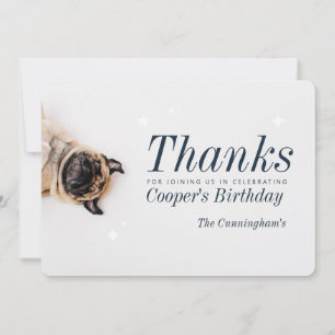 Modern Custom Pet Photo Birthday Thank You Card