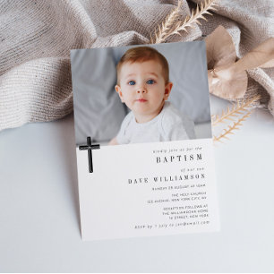 Modern custom photo baptism invitation