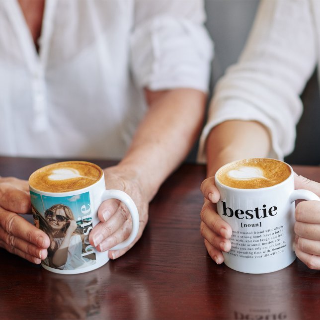 Modern Custom Photo Bestie Meaning Best Friends Coffee Mug (Creator Uploaded)