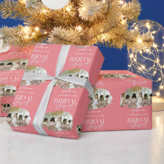 Modern Custom Photo Bridal Shower Pink Wrapping Paper