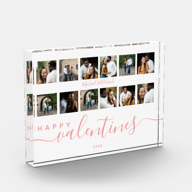 Modern Custom Photo Collage Couples Valentines Day Block (Left)