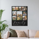 Modern Custom Photo Collage Elegant Script Family Faux Canvas Print<br><div class="desc">Create your own custom photo wall art,  simply add your favourite pictures for a personalised family home decor.</div>