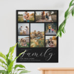 Modern Custom Photo Collage Elegant Script Family Faux Canvas Print<br><div class="desc">Create your own custom photo wall art,  simply add your favourite pictures for a personalised family home decor.</div>