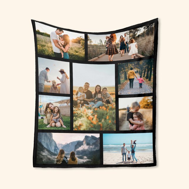 Modern Custom Photo Collage Family Personalised Fleece Blanket (Creator Uploaded)