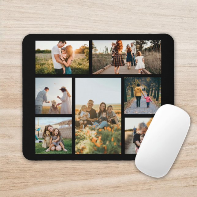 Modern Custom Photo Collage Family Personalised Mouse Pad (Creator Uploaded)