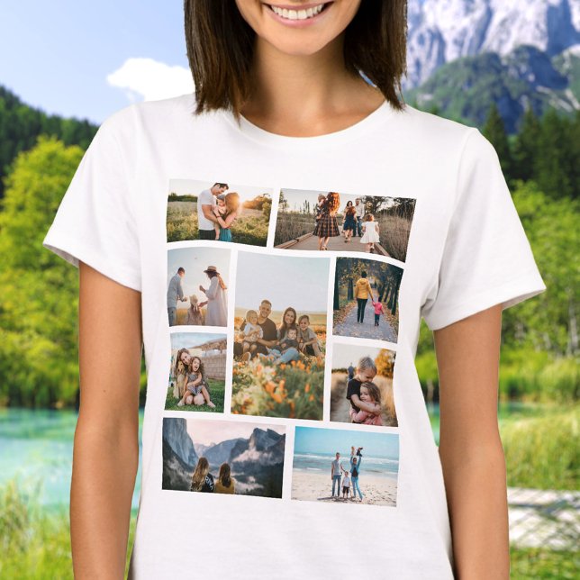 Modern Custom Photo Collage Family Personalised T-Shirt (Creator Uploaded)
