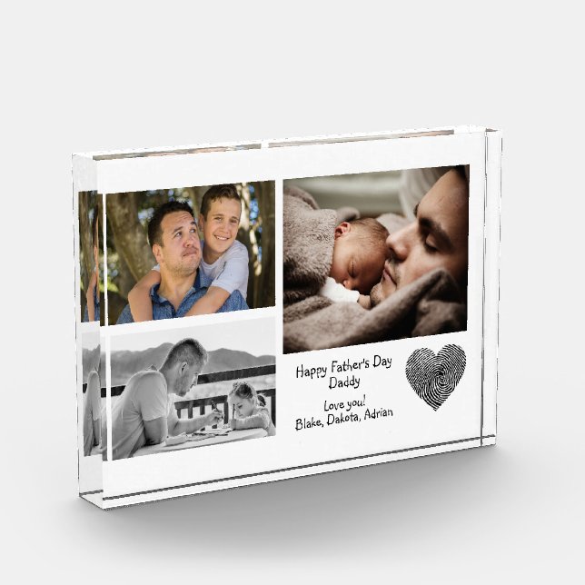 Modern Custom Photo Collage Fathers Day Daddy Block (Left)
