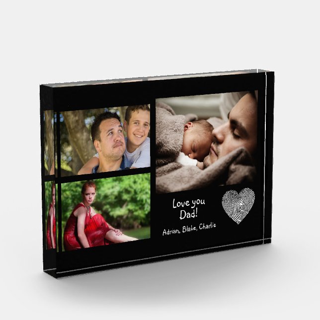 Modern Custom Photo Collage Love You Dad Block (Left)